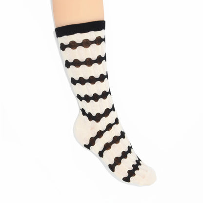 Stella Origami Stripe Crew Sock - Black