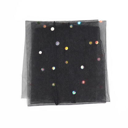 Yasmin Diamanté Tulle Mesh Sock - Black