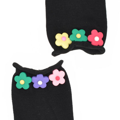 Penny 3D Daisy Embellished Ankle Sock - Black