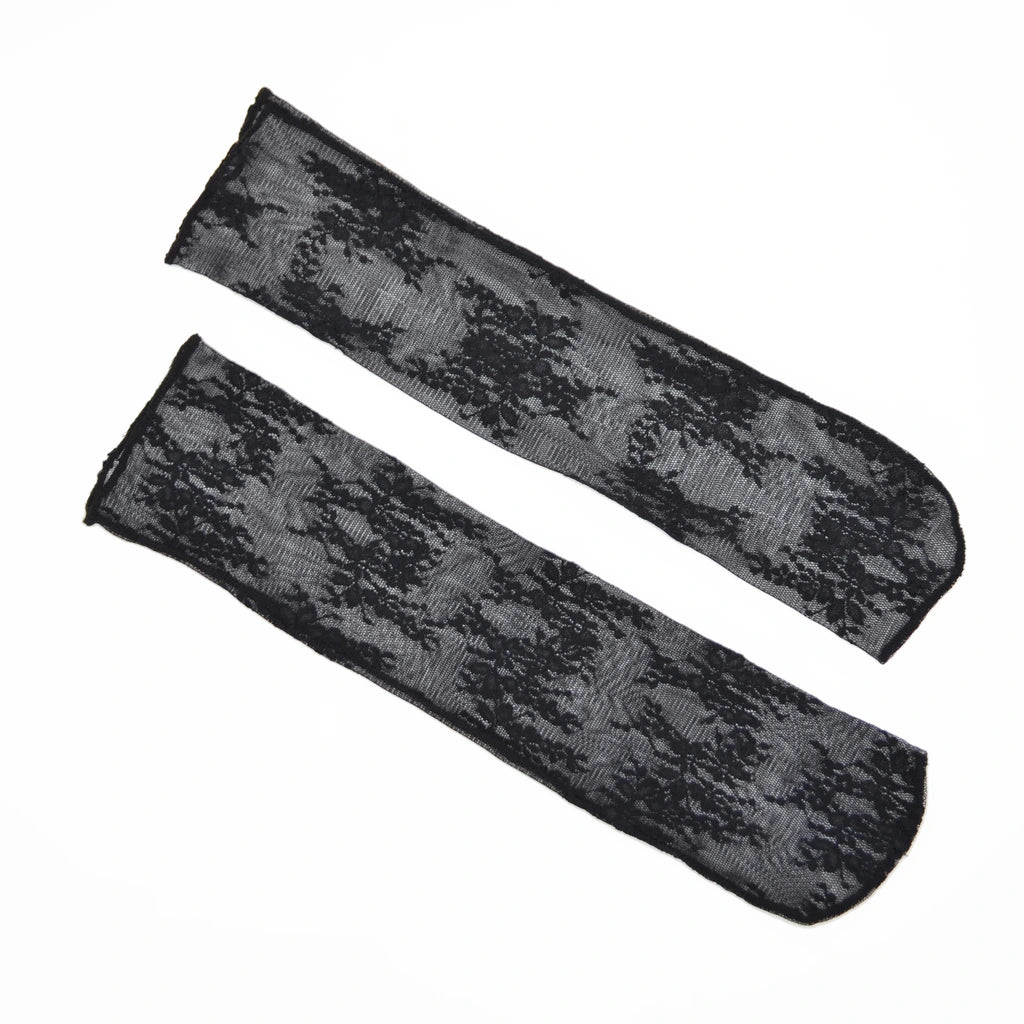 Erin Floral Lace Crew Sock - Black