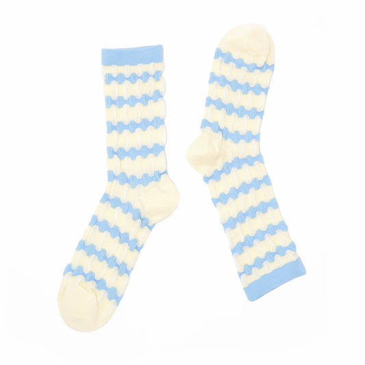 Stella Origami Stripe Crew Sock - Sky Blue