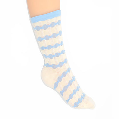 Stella Origami Stripe Crew Sock - Sky Blue