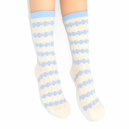 Stella Origami Stripe Crew Sock - Sky Blue
