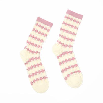 Stella Origami Stripe Crew Sock - Blush