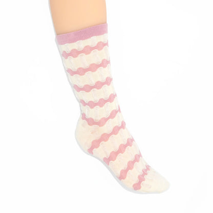 Stella Origami Stripe Crew Sock - Blush