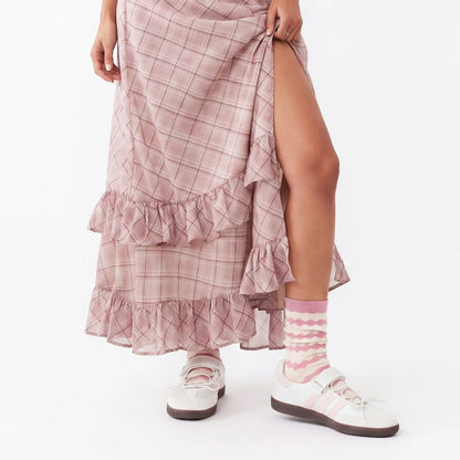 Stella Origami Stripe Crew Sock - Blush