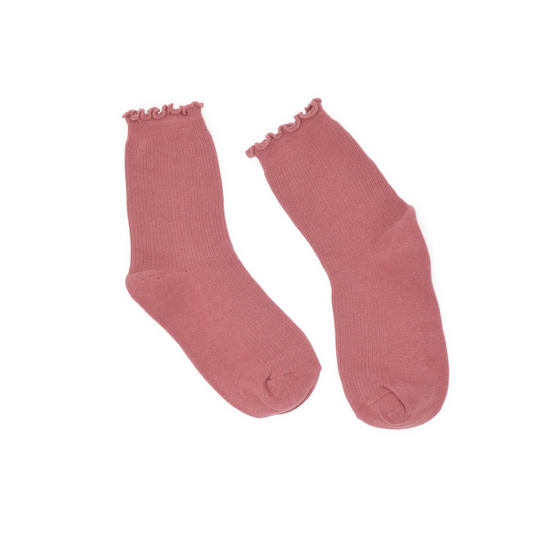 Lettuce Ruffle Top Quarter Crew Socks - Rose Pink