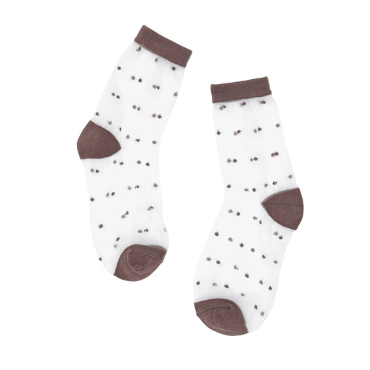 Pair of  socks with brown accents on a white background