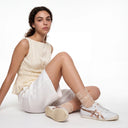 Erin Floral Lace Crew Sock - Nude