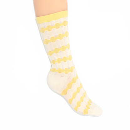 Stella Origami Stripe Crew Sock - Yellow