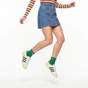 Penny 3D Daisy Embellished Ankle Sock - Green