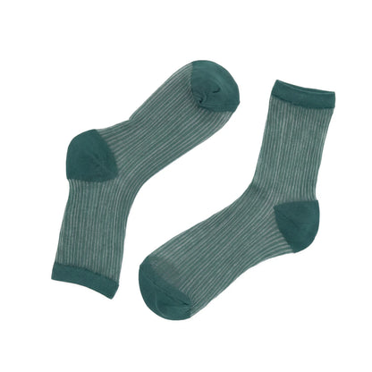 Pair of green socks on a white background