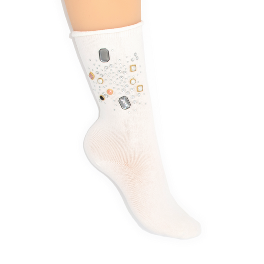 Galaxy Jewel Quarter Crew Sock - Cream