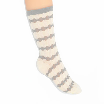 Stella Origami Stripe Crew Sock - Grey