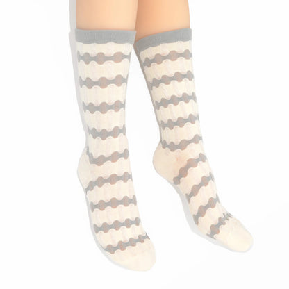 Stella Origami Stripe Crew Sock - Grey
