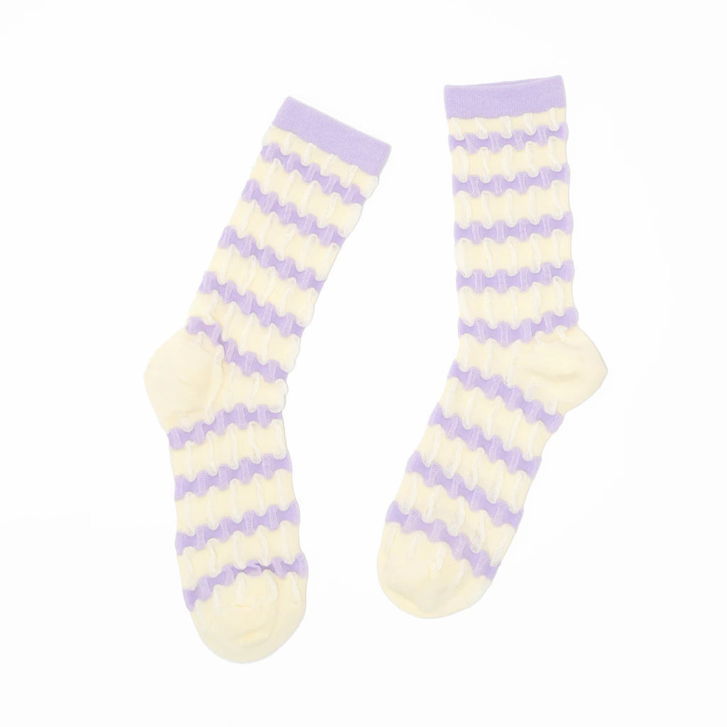 Stella Origami Stripe Crew Sock - Lilac