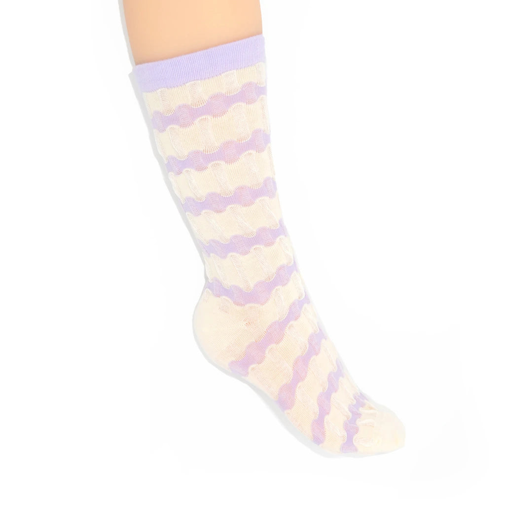 Stella Origami Stripe Crew Sock - Lilac