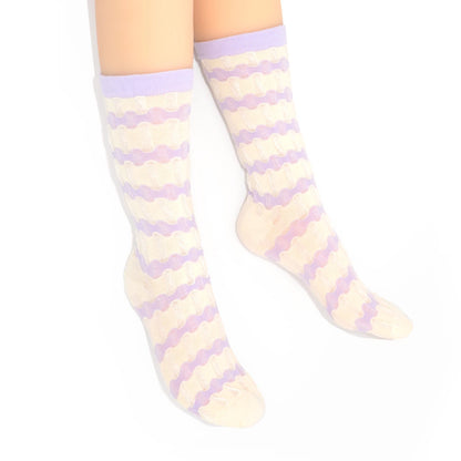 Stella Origami Stripe Crew Sock - Lilac