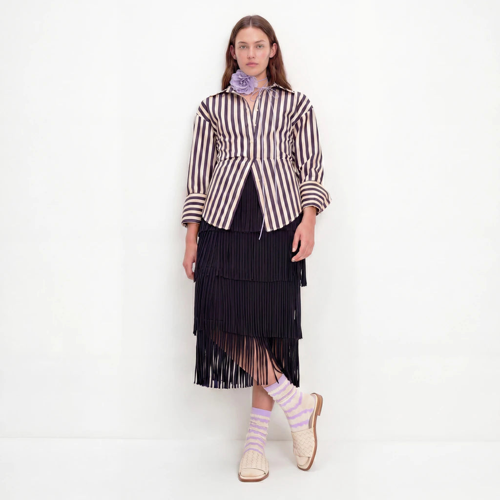 Stella Origami Stripe Crew Sock - Lilac
