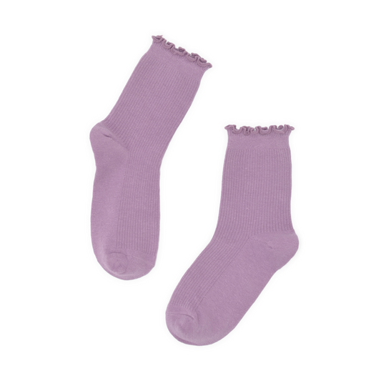 Lettuce Ruffle Top Quarter Crew Socks - Lilac