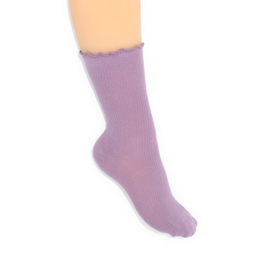 Lettuce Ruffle Top Quarter Crew Socks - Lilac