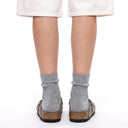 Mabel Soft Ribbed Wool Quarter Crew - Grey