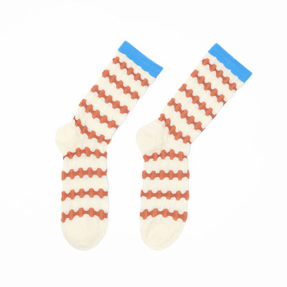 Stella Origami Stripe Crew Sock - Blue & Chocolate Mix