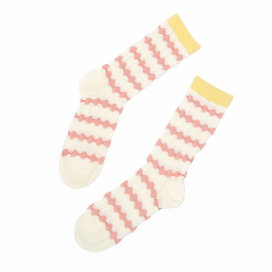 Stella Origami Stripe Crew Sock - Blush & Yellow Mix