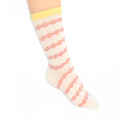 Stella Origami Stripe Crew Sock - Blush & Yellow Mix