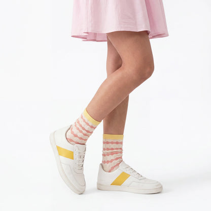 Stella Origami Stripe Crew Sock - Blush & Yellow Mix
