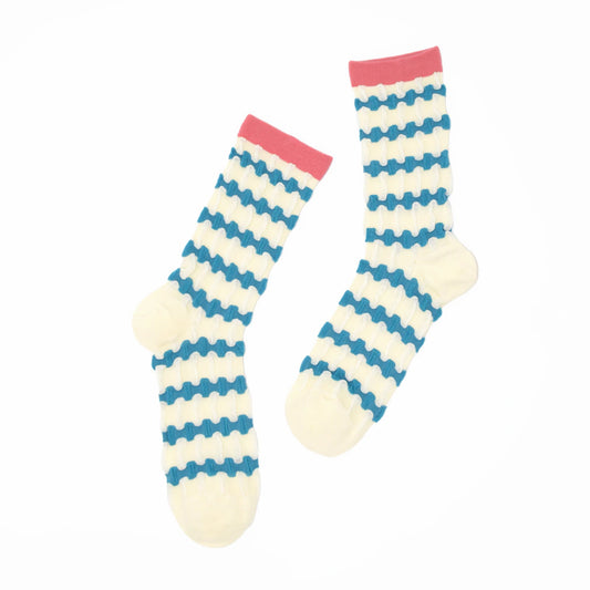 Stella Origami Stripe Crew Sock - Denim & Blush Mix