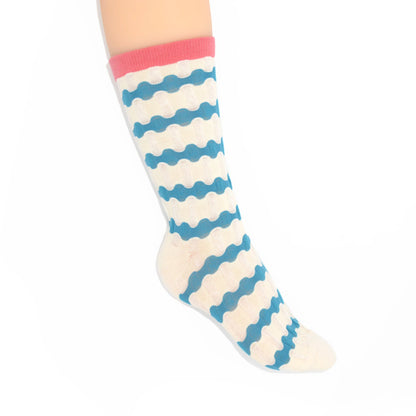 Stella Origami Stripe Crew Sock - Denim & Blush Mix