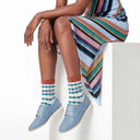 Stella Origami Stripe Crew Sock - Denim & Blush Mix