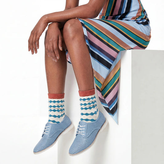 Stella Origami Stripe Crew Sock - Denim & Blush Mix