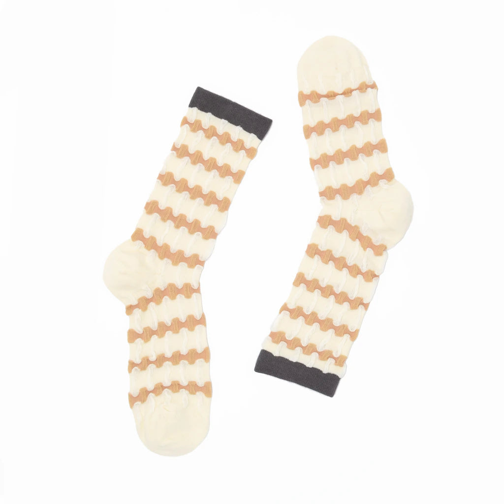Stella Origami Stripe Crew Sock - Fawn & Black Mix