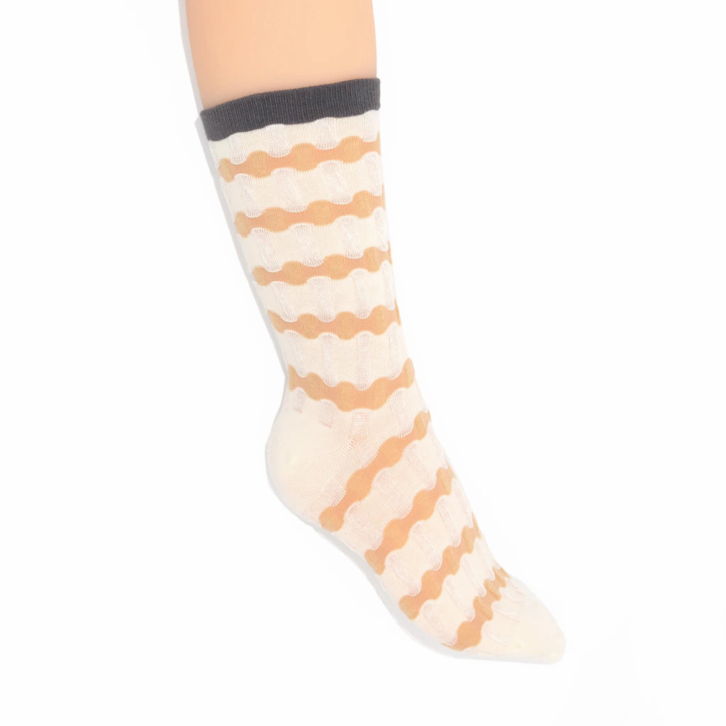 Stella Origami Stripe Crew Sock - Fawn & Black Mix