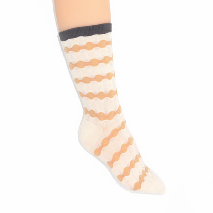 Stella Origami Stripe Crew Sock - Fawn & Black Mix