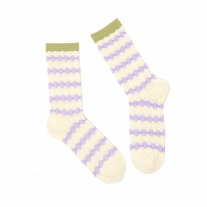 Stella Origami Stripe Crew Sock - Lilac & Olive Mix