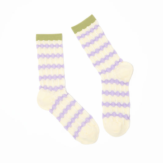 Stella Origami Stripe Crew Sock - Lilac & Olive Mix