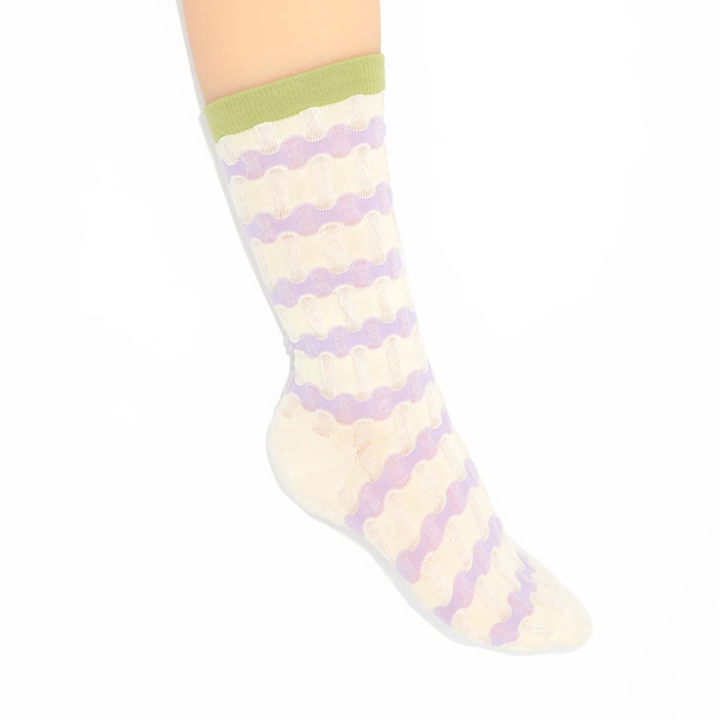 Stella Origami Stripe Crew Sock - Lilac & Olive Mix