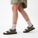 Stella Origami Stripe Crew Sock - Lilac & Olive Mix