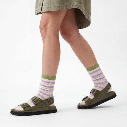 Stella Origami Stripe Crew Sock - Lilac & Olive Mix