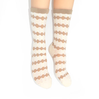 Stella Origami Stripe Crew Sock - Mocha
