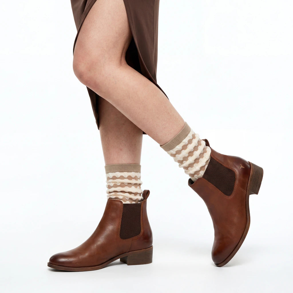 Stella Origami Stripe Crew Sock - Mocha