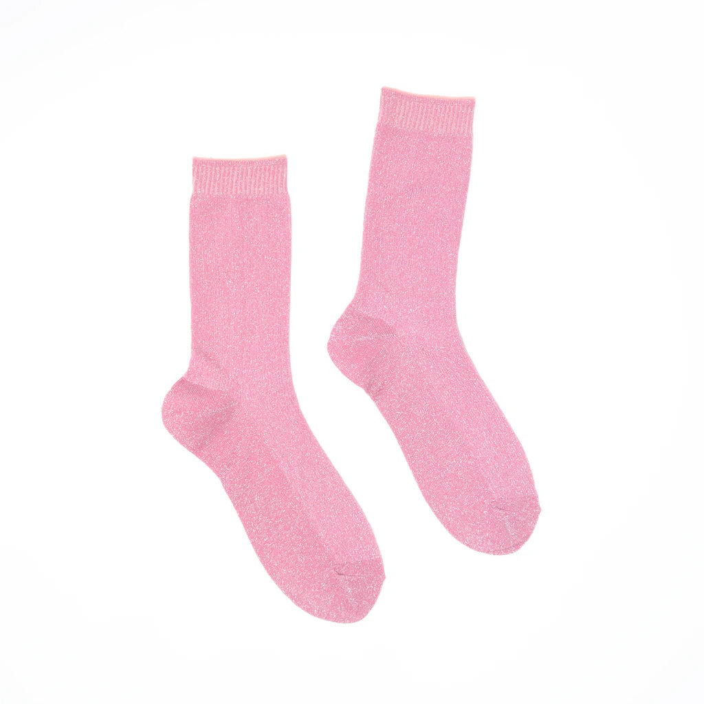 Pair of pink socks on a white background