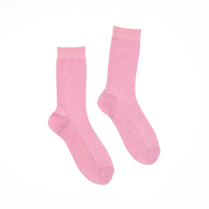 Pair of pink socks on a white background