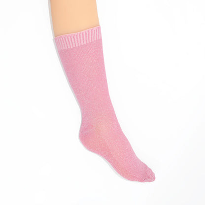 Pink crew sock on a white background