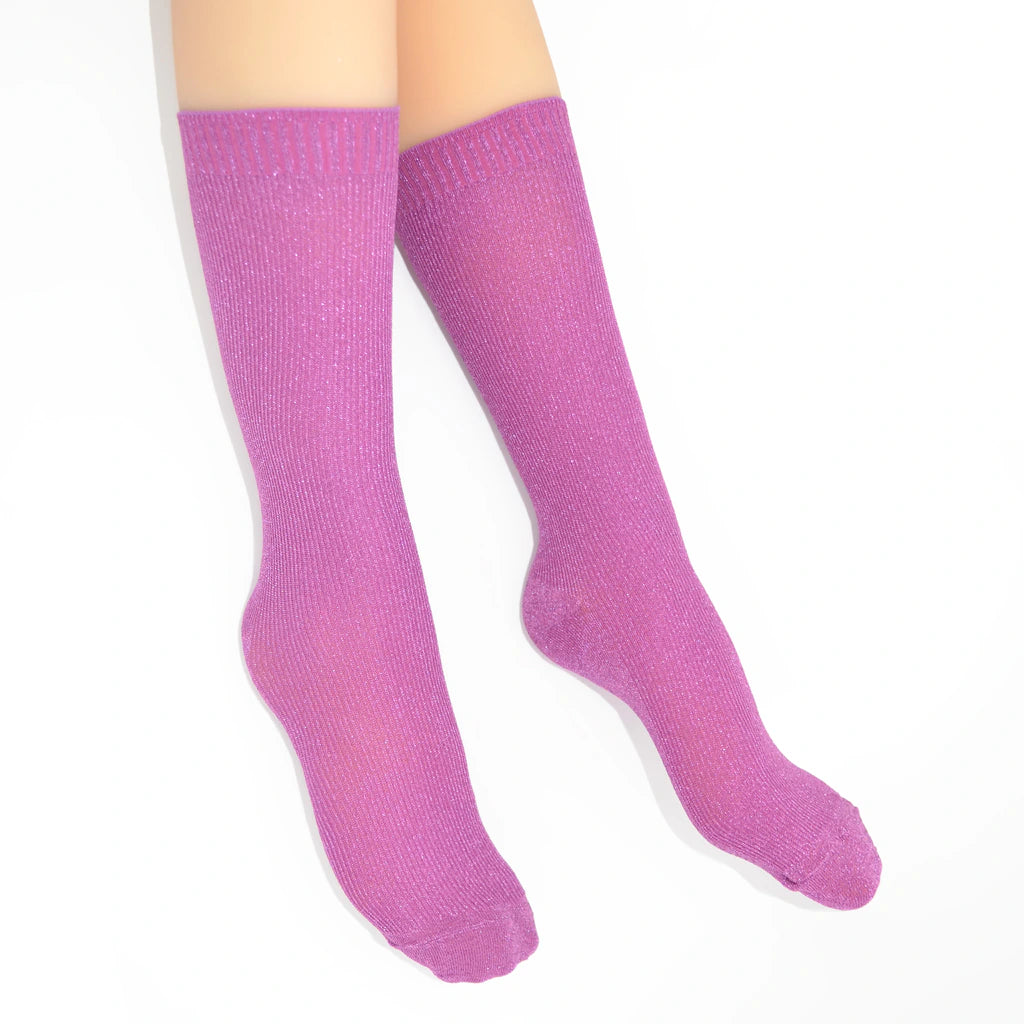 Pair of pink socks on a white background