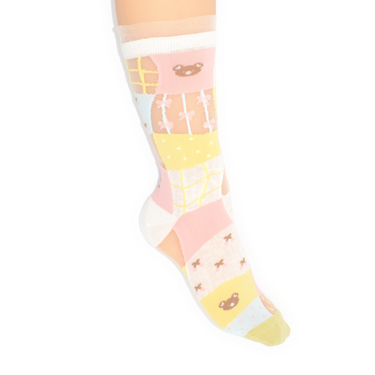 Patchwork Quilt Crew Socks - Sweet