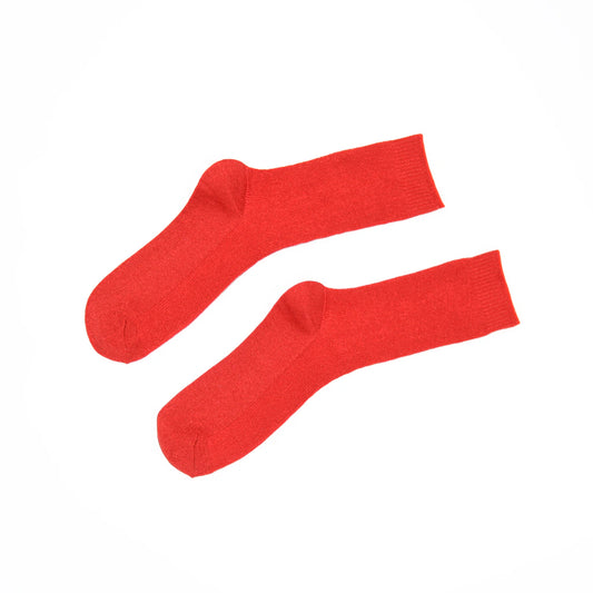 Pair of red socks on a white background